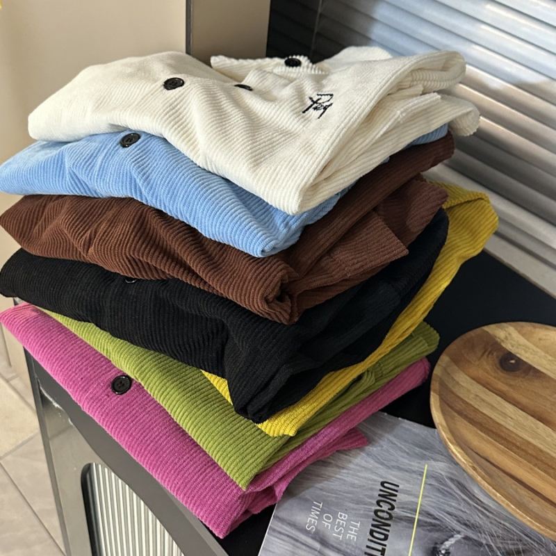 Dječja košulja od Corduroy - unisex, uzrast 3–8 godina, dugi rukav, korejski stil