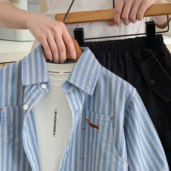 Dječja košulja s prugama, casual stil, dugi rukav, 100% pamuk