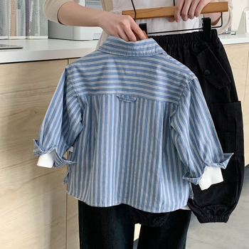 Dječja košulja s prugama, casual stil, dugi rukav, 100% pamuk