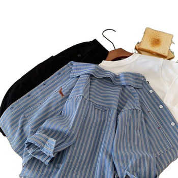 Dječja košulja s prugama, casual stil, dugi rukav, 100% pamuk