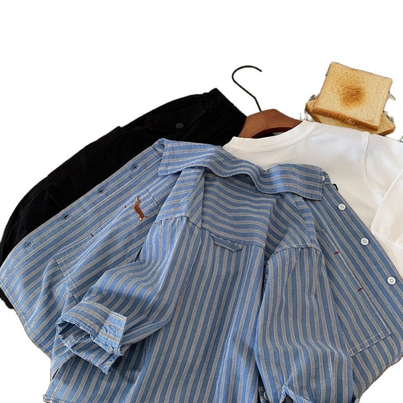 Dječja košulja s prugama, casual stil, dugi rukav, 100% pamuk