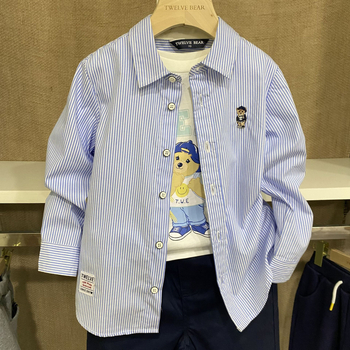 Cămașă pentru copii din bumbac, mâneci lungi, model desen animat, stil coreean, pentru 3–8 ani, primăvară-toamnă