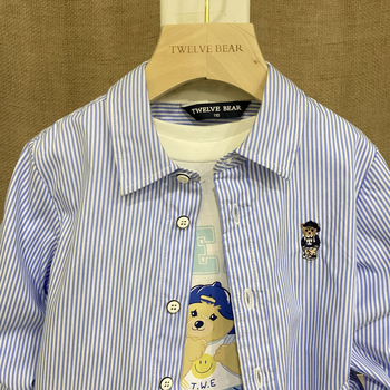 Cămașă pentru copii din bumbac, mâneci lungi, model desen animat, stil coreean, pentru 3–8 ani, primăvară-toamnă