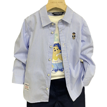 Cămașă pentru copii din bumbac, mâneci lungi, model desen animat, stil coreean, pentru 3–8 ani, primăvară-toamnă