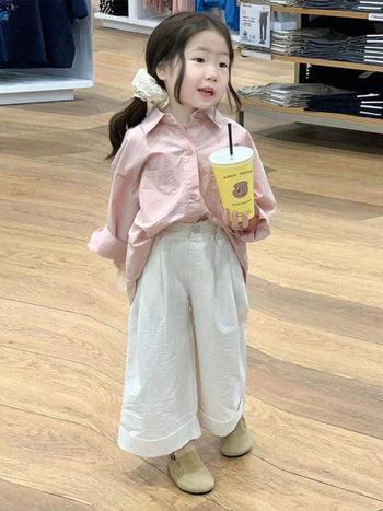 Детски двукомпонентен комплект за момичета в корейски стил, памук, дълги ръкави, есен