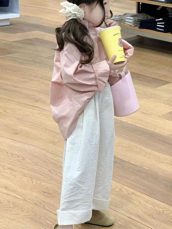 Детски двукомпонентен комплект за момичета в корейски стил, памук, дълги ръкави, есен