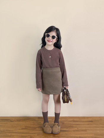 Detský set: tričko s mašličkou a sukňa z bavlneného zmesi, jesenný korejský štýl, dlhé rukávy, 3–8 rokov