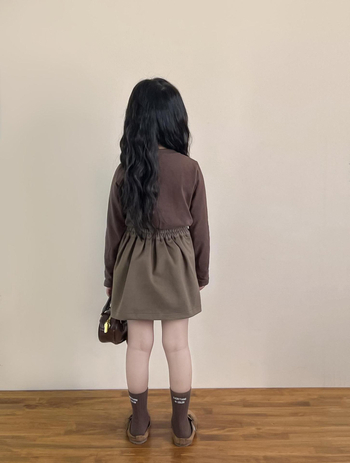 Detský set: tričko s mašličkou a sukňa z bavlneného zmesi, jesenný korejský štýl, dlhé rukávy, 3–8 rokov