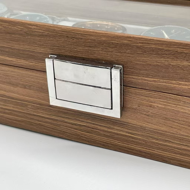 Drvena kutija za satove, uzorak oraha, otporna na prašinu, luksuzna kutija za izlaganje satova i nakita