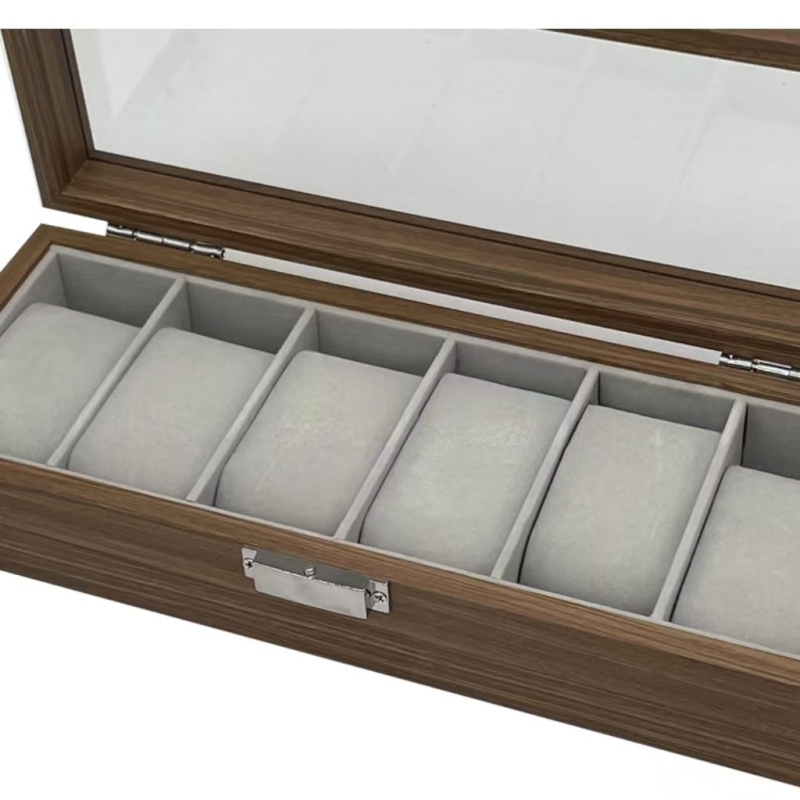 Drvena kutija za satove, uzorak oraha, otporna na prašinu, luksuzna kutija za izlaganje satova i nakita