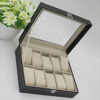 Kožená krabička na uloženie hodiniek, k dispozícii verzie s 6, 10, 12, 20 a 24 priehradkami
