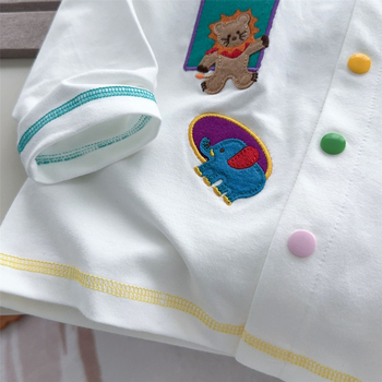 Παιδικό πουκάμισο σε ιαπωνικό στυλ με σχέδιο λιοντάκι και αρκούδα, μακριά μανίκια, 95% βαμβάκι, για παιδιά 3–8 ετών