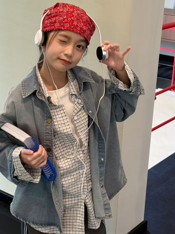 Gyerekeknek szóló pamut-denim ing-jack, koreai stílus, rever gallér, puha feldolgozású anyag, őszi 2025