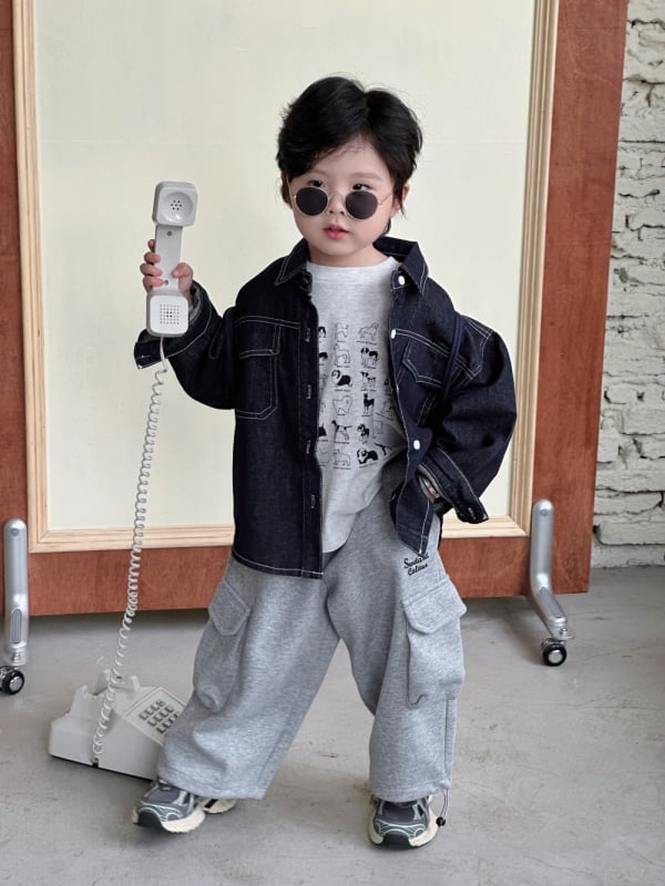 Τζιν πουκάμισο-ζακέτα, κορεάτικου στιλ, βαμβάκι 98%, unisex, μαλακό πλύσιμο με ένζυμα