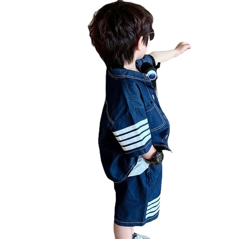 Set pentru băieți din bumbac, tricou cu dungi și pantaloni scurți, vară, pentru vârsta 3–8 ani