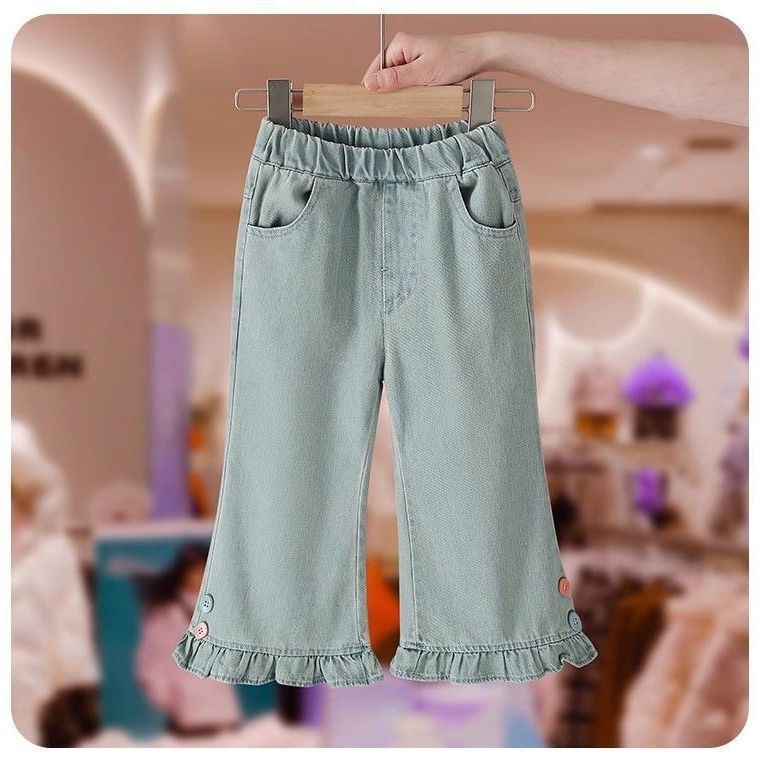 Detský džínový set, štýl princeznej, trojdielny set s nohavicí a topom, jeseň, dlhé rukávy