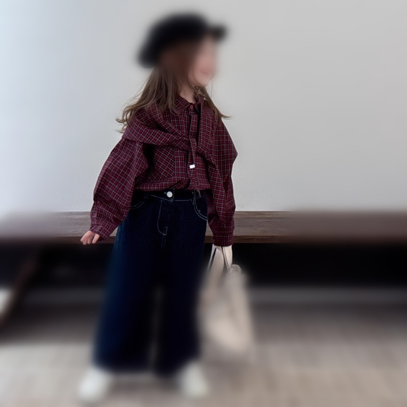 Gyermekeknek szóló pamut hosszú ujjú ing lányoknak, kockás mintával, kerek nyakkal, koreai stílus, őszi 2025