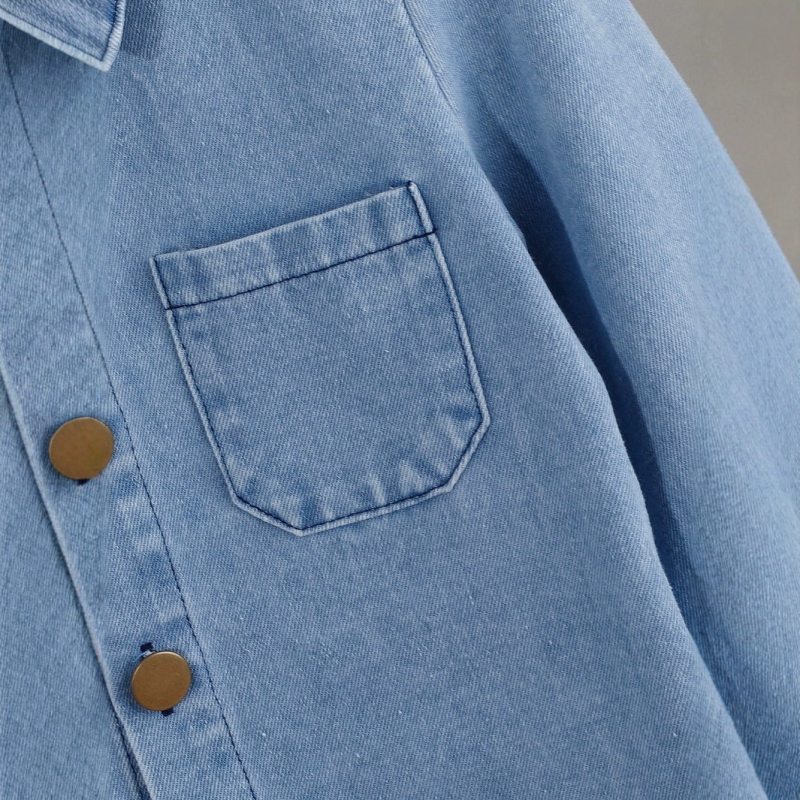 Chlapčeva denimska košulja-jaka, dvodijelni komplet hlača, dugi rukav, casual stil, za dječake 3–8 godina, proljeće
