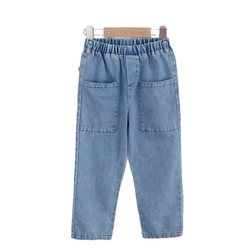 Chlapčeva denimska košulja-jaka, dvodijelni komplet hlača, dugi rukav, casual stil, za dječake 3–8 godina, proljeće
