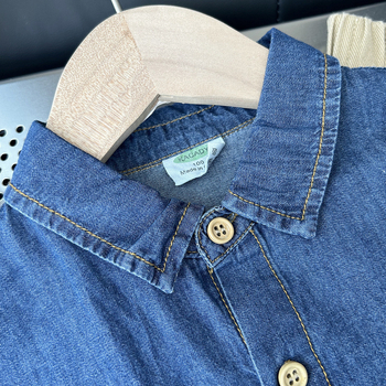 KACADY Fiúknak készült farmeringdzseki, 95% pamut, galléros, hosszú ujjú, 3–8 év, őszi 2024