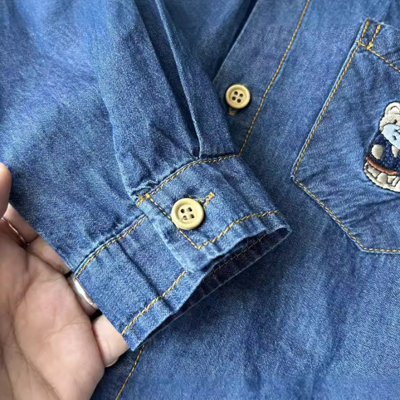 KACADY Fiúknak készült farmeringdzseki, 95% pamut, galléros, hosszú ujjú, 3–8 év, őszi 2024