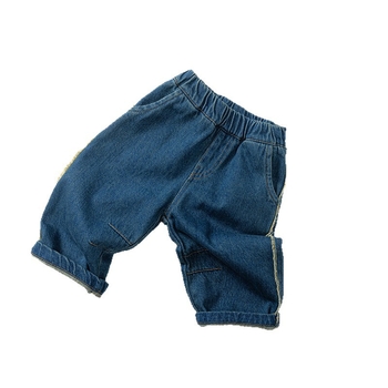 Dječje fleece džins hlače, korejski stil, elastičan pojas, uzrast 3-8 godina, pranje enzimom