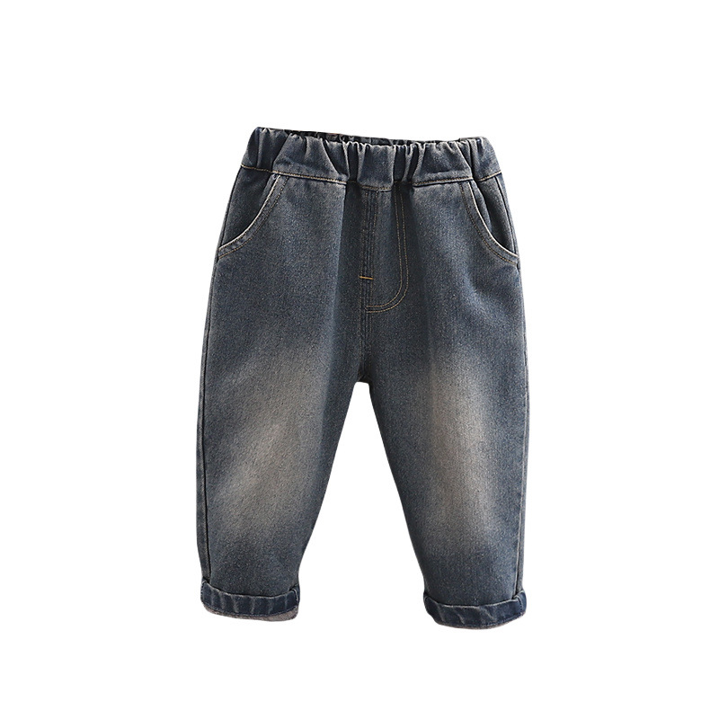 Dječje casual traperice s elastičnim pojasom, srednjeg struka, brushed pamuk 95%, unisex, za uzrast 3–8 godina.