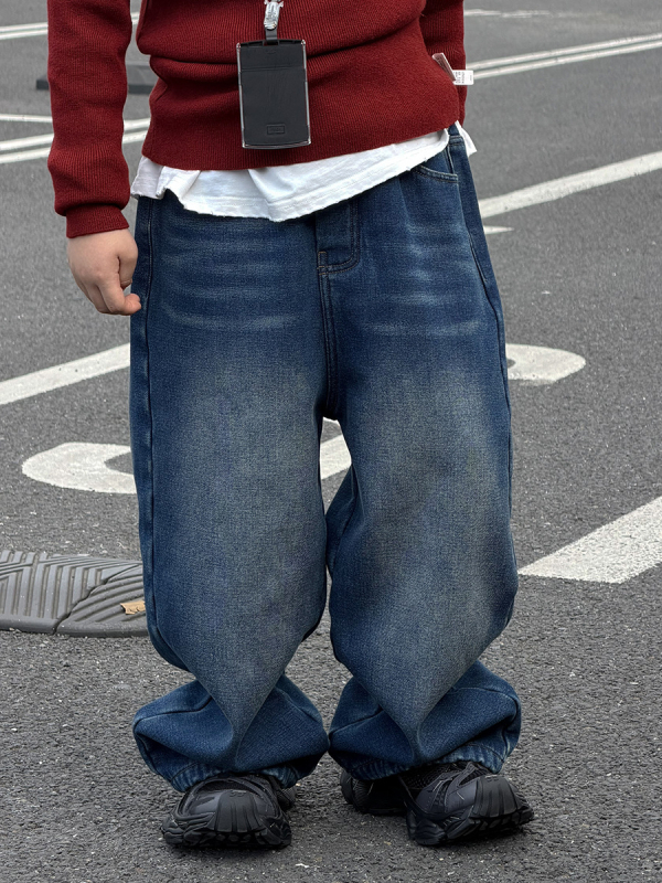 Dječje traperice s flisom, denim, korejski stil, zima 2025, za dječake 3–8 godina