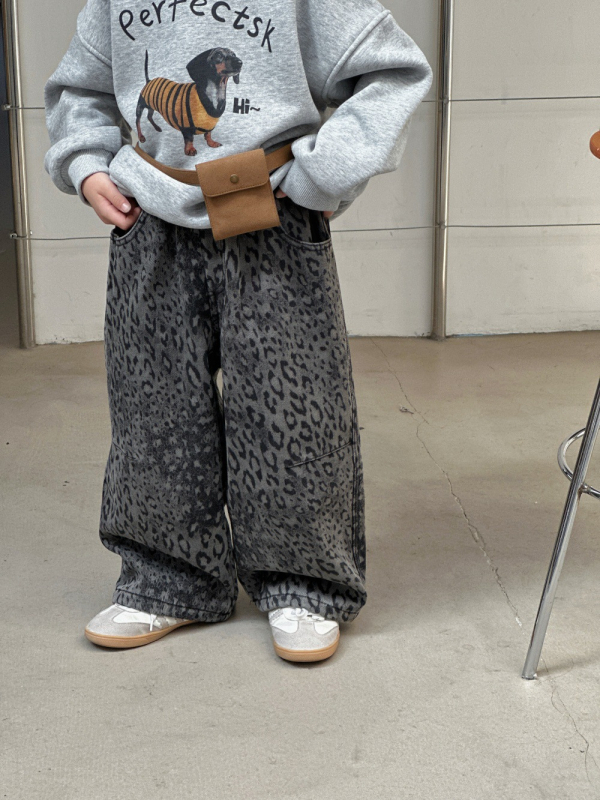 Dječje traperice leopard uzorka, Korejskog stila, srednji pojas s elastičnim remenom, za uzrast 3–8 godina, zima