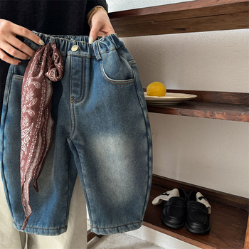 Dječje hlače u korejskom stilu, 80% pamuk, srednji pojas, gumeni pojas, mekana tkanina, zima, unisex