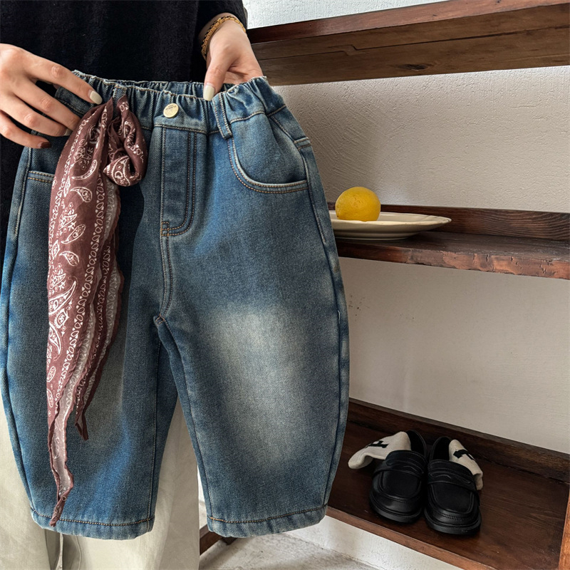 Dječje hlače u korejskom stilu, 80% pamuk, srednji pojas, gumeni pojas, mekana tkanina, zima, unisex