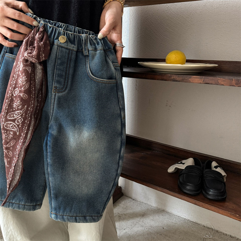 Dječje hlače u korejskom stilu, 80% pamuk, srednji pojas, gumeni pojas, mekana tkanina, zima, unisex