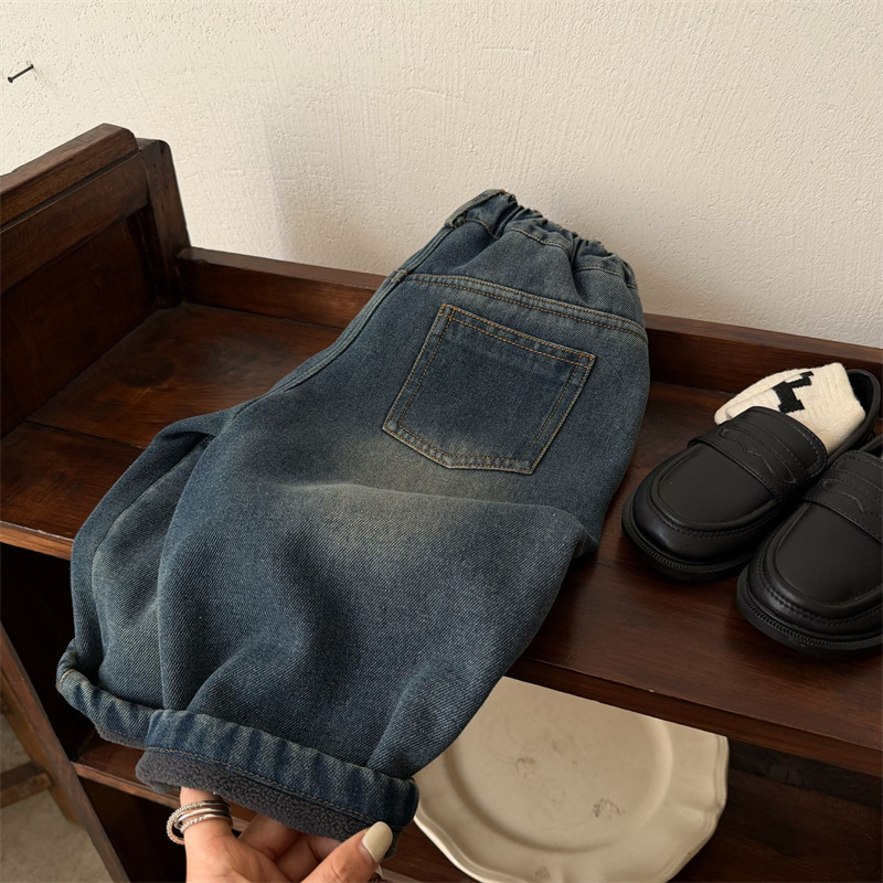 Dječje hlače u korejskom stilu, 80% pamuk, srednji pojas, gumeni pojas, mekana tkanina, zima, unisex