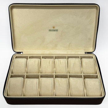 Cutie de depozitare pentru ceasuri cu 12 compartimente, fermoar, piele PU, husă de călătorie portabilă, lansare toamnă 2025