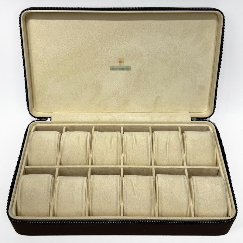 Cutie de depozitare pentru ceasuri cu 12 compartimente, fermoar, piele PU, husă de călătorie portabilă, lansare toamnă 2025