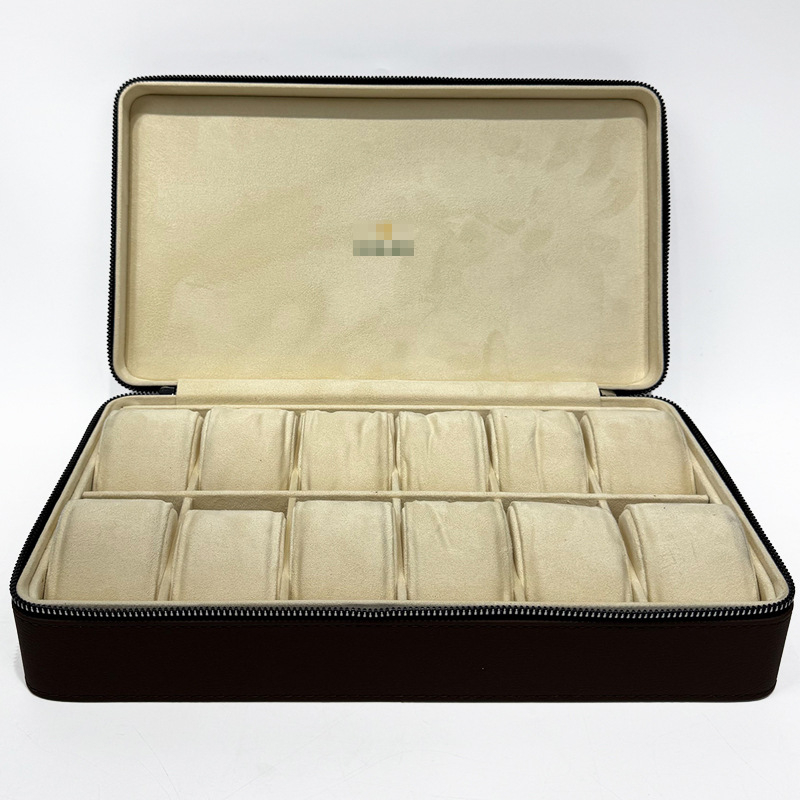 Cutie de depozitare pentru ceasuri cu 12 compartimente, fermoar, piele PU, husă de călătorie portabilă, lansare toamnă 2025