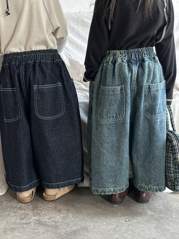 Dječje patchwork traperice, opuštena straight-leg krojenje, elastična visina struka, 85% pamuk, unisex, za djecu 3–8 godina