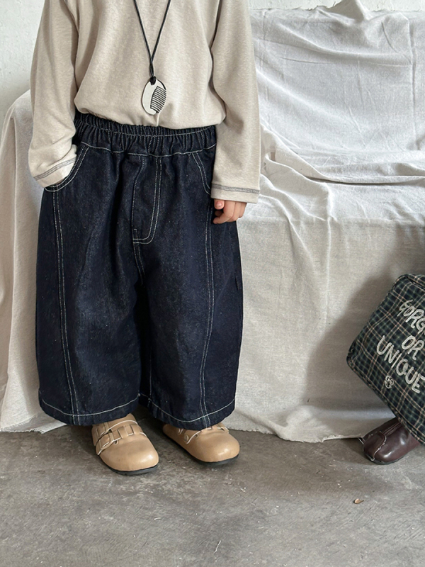 Dječje patchwork traperice, opuštena straight-leg krojenje, elastična visina struka, 85% pamuk, unisex, za djecu 3–8 godina
