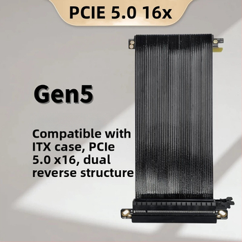 PCIe 5.0 x16 GPU bővítőkábel ITX házhoz – adapter, Gen5, 20 cm