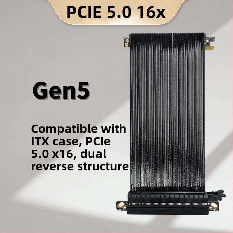 PCIe 5.0 x16 GPU bővítőkábel ITX házhoz – adapter, Gen5, 20 cm