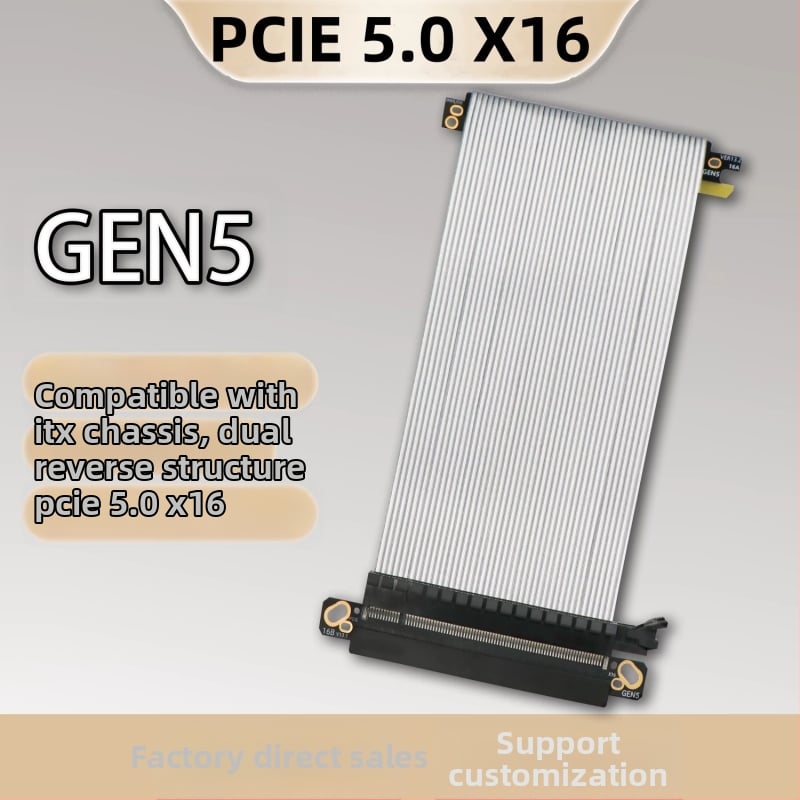 PCIe 5.0 x16 GPU bővítőkábel ITX házhoz – adapter, Gen5, 20 cm