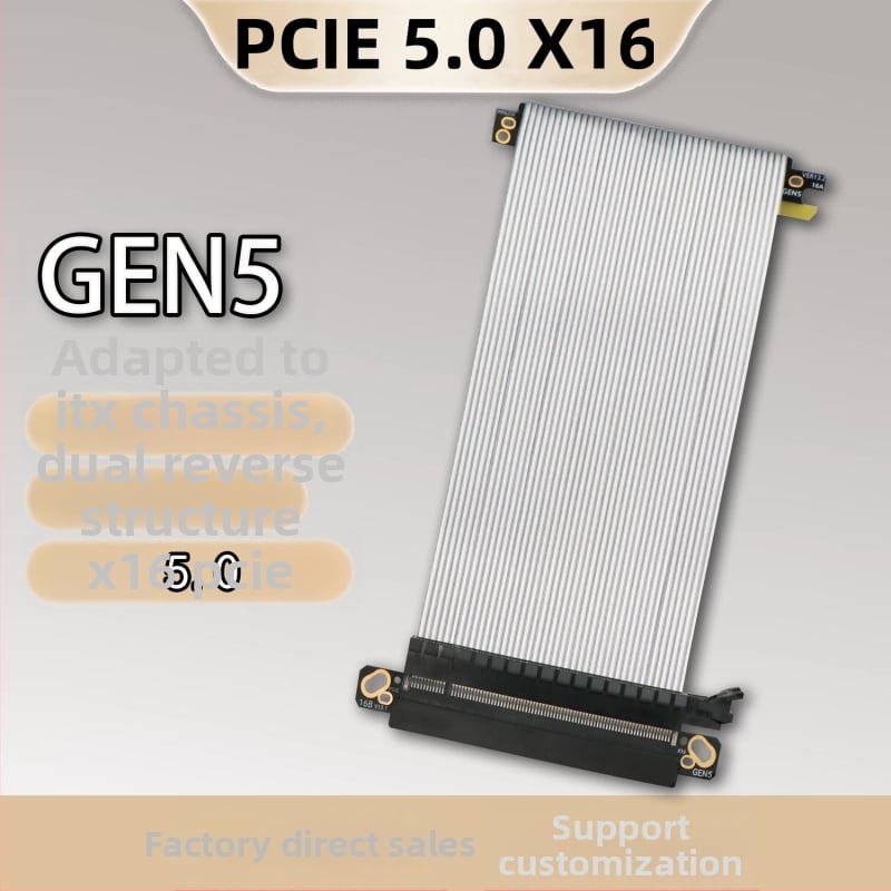 PCIe 5.0 x16 GPU bővítőkábel ITX házhoz – adapter, Gen5, 20 cm