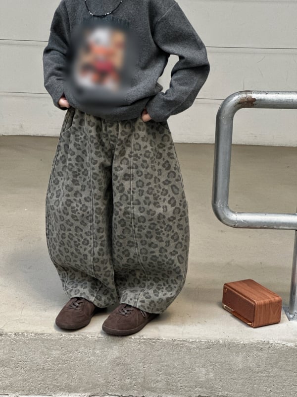 Pantaloni denim pentru copii, pentru băieți, imprimeu leopard, căptușiți cu fleece, croială largă, stil coreean