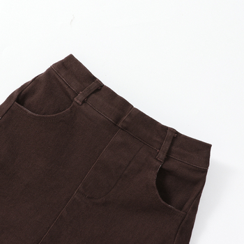 Fustă din denim pentru fetițe, stil coreean, talie înaltă, croială A-line, material din amestec de bumbac (80% poliester)