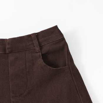 Fustă din denim pentru fetițe, stil coreean, talie înaltă, croială A-line, material din amestec de bumbac (80% poliester)