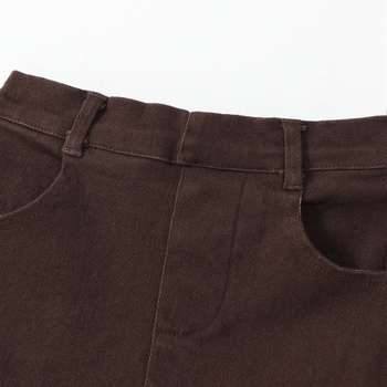 Fustă din denim pentru fetițe, stil coreean, talie înaltă, croială A-line, material din amestec de bumbac (80% poliester)