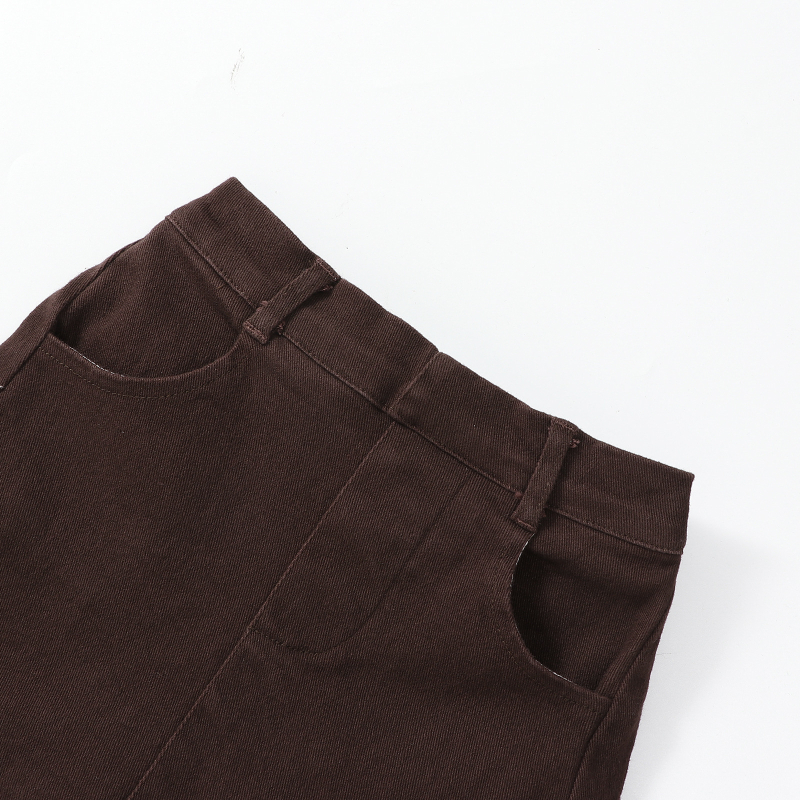 Fustă din denim pentru fetițe, stil coreean, talie înaltă, croială A-line, material din amestec de bumbac (80% poliester)