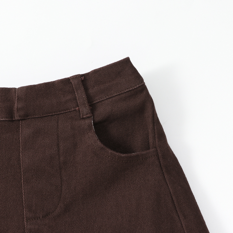 Fustă din denim pentru fetițe, stil coreean, talie înaltă, croială A-line, material din amestec de bumbac (80% poliester)