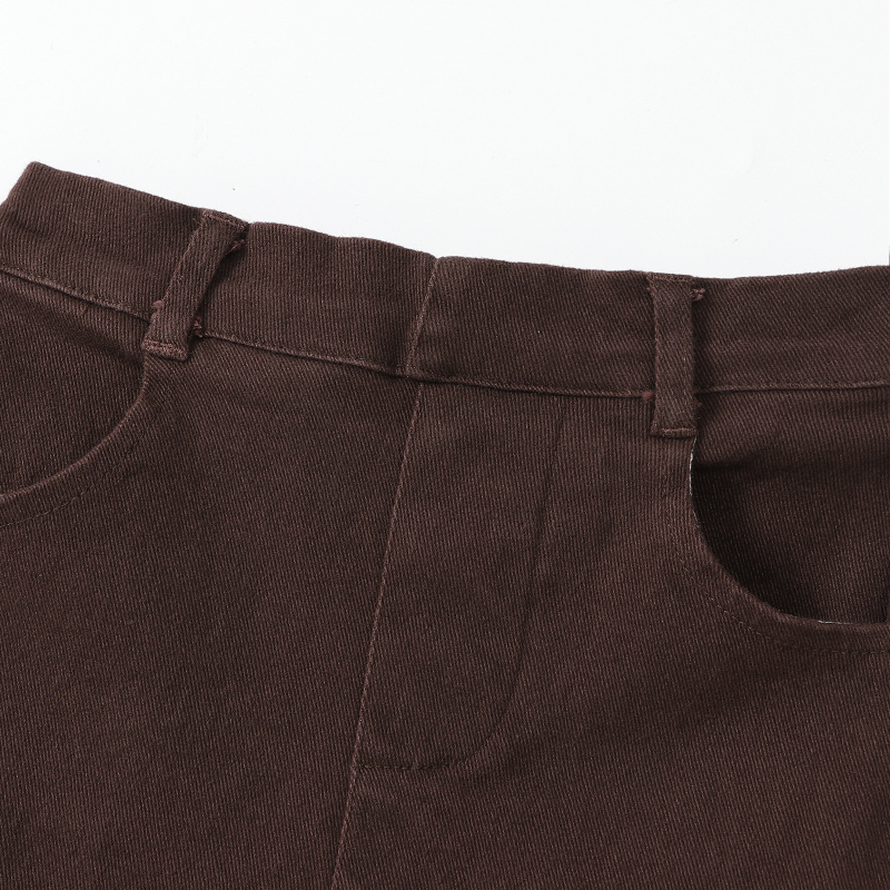 Fustă din denim pentru fetițe, stil coreean, talie înaltă, croială A-line, material din amestec de bumbac (80% poliester)