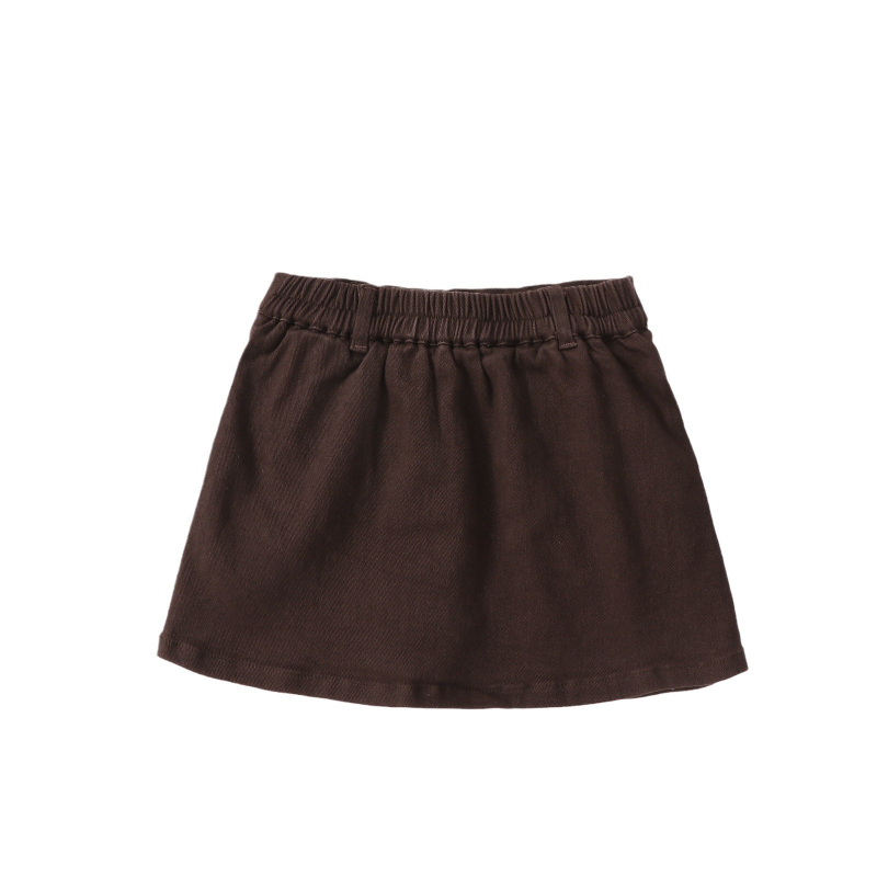 Fustă din denim pentru fetițe, stil coreean, talie înaltă, croială A-line, material din amestec de bumbac (80% poliester)